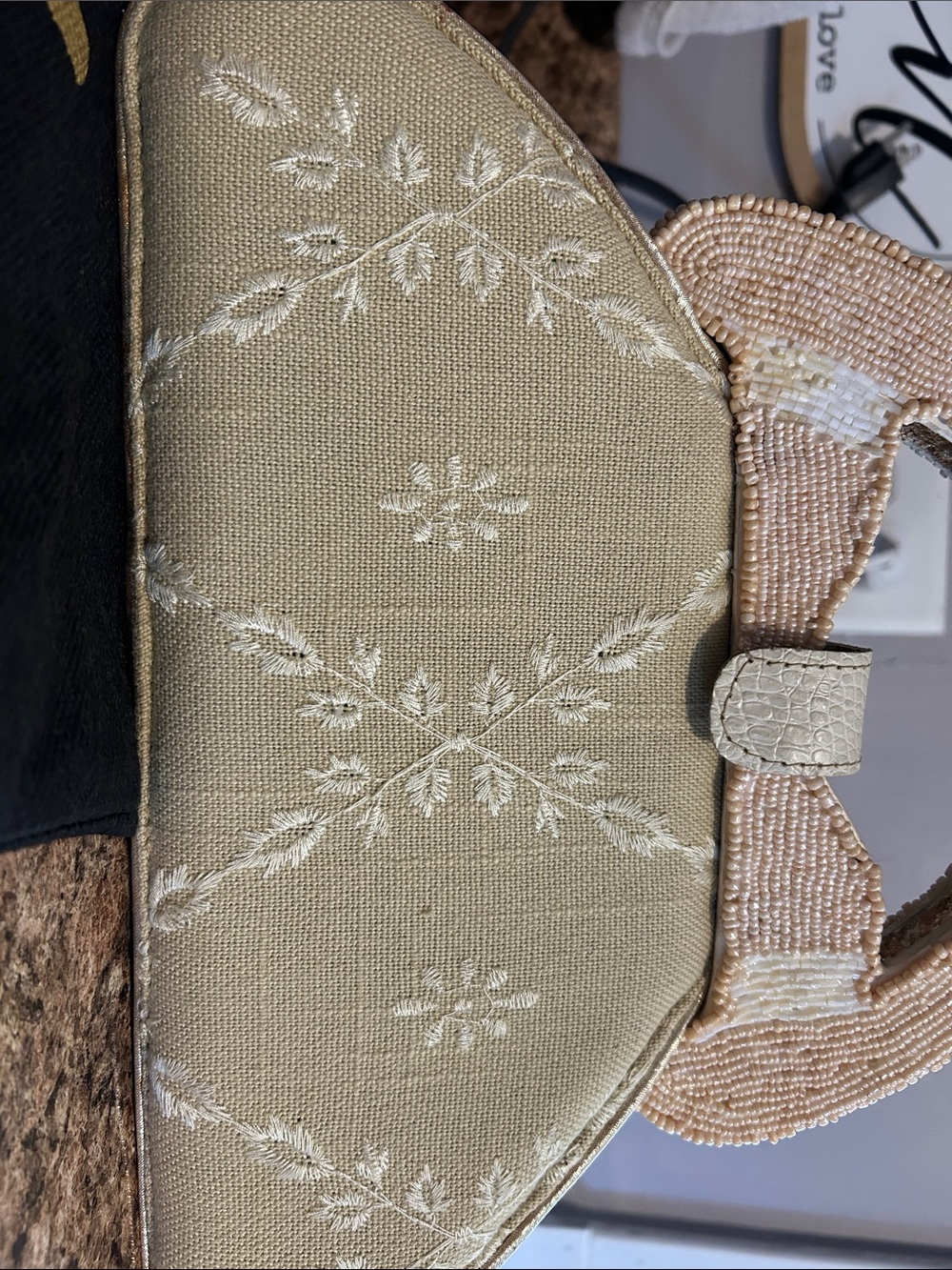 Mary Frances Gold Beaded Floral Top-Handle Evening Bag - Picture 7 of 9